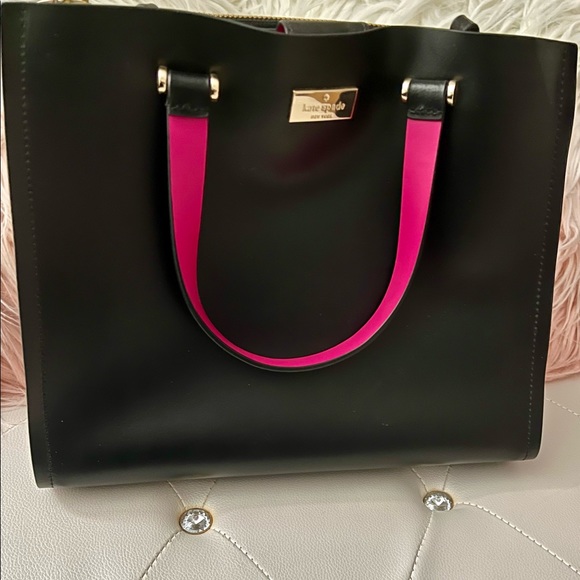 Kate Spade Arbour Hill Kyra Black Pink Leather Handbag - Picture 9 of 10